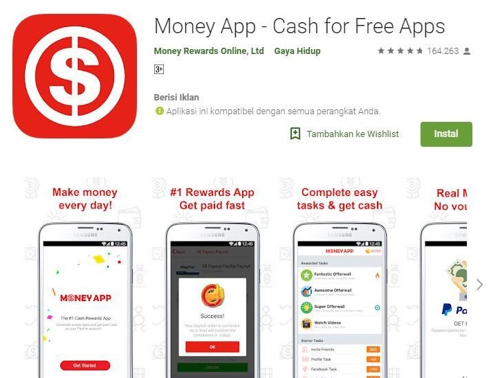 Cara mendapatkan uang dari Cash for Apps